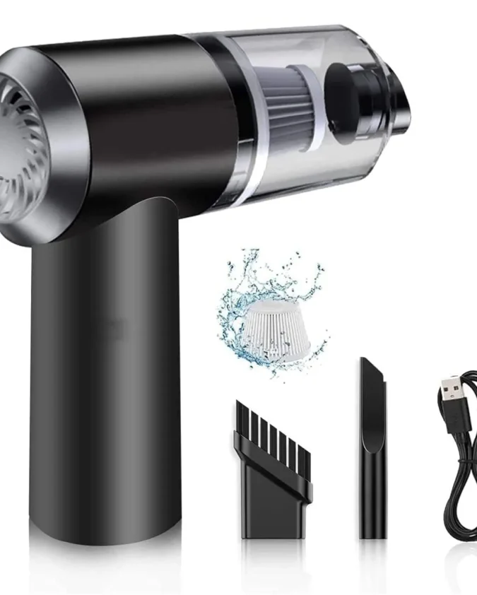 Powerful 3-in-1 Car Vacuum Cleaner with High Suction, Air Compressor & Tire Inflator – Portable Handheld Auto Vacuum for Wet & Dry Cleaning, LED Light & Multifunctional Car Care