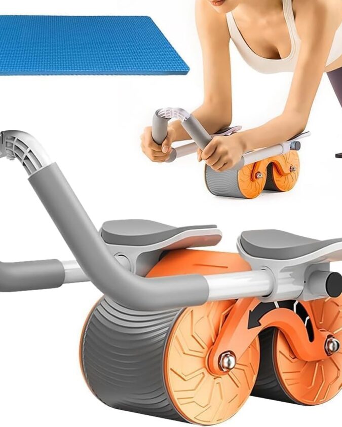 New AB Roller with Built-in Mobile Stand & Timer – Adjustable Core Workout Equipment for Home Gym & Strength Training