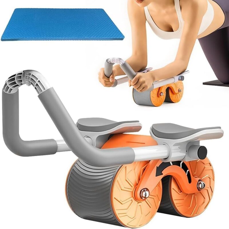 New AB Roller with Built-in Mobile Stand & Timer – Adjustable Core Workout Equipment for Home Gym & Strength Training