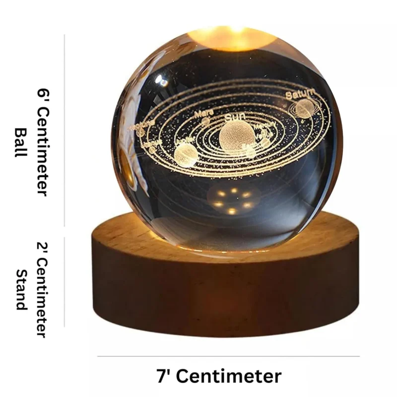 Magical 3D Crystal Ball Night Lamp with Rotating LED Light Base – Stunning Engraved Glass Sphere for Home Décor, Ambient Lighting, and Perfect Gift for Any Occasion - Image 2