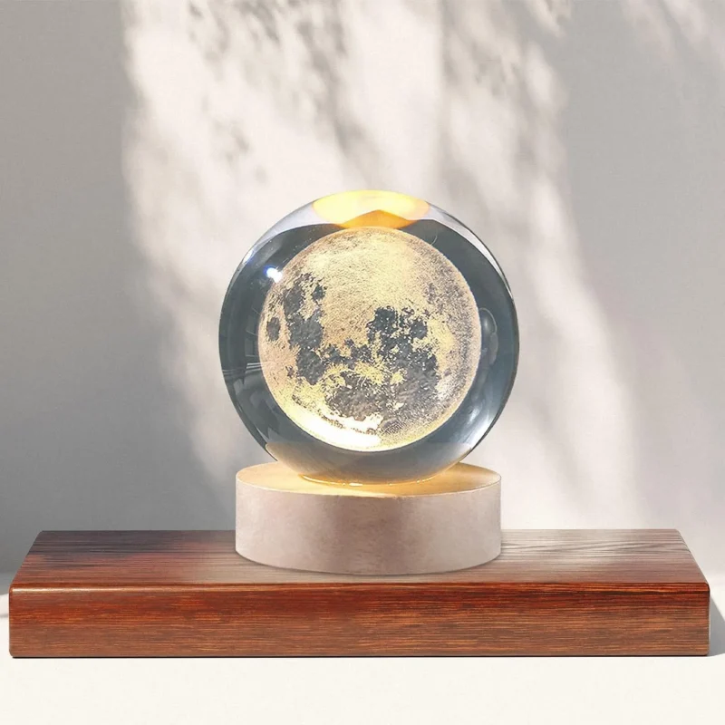 Magical 3D Crystal Ball Night Lamp with Rotating LED Light Base – Stunning Engraved Glass Sphere for Home Décor, Ambient Lighting, and Perfect Gift for Any Occasion - Image 6