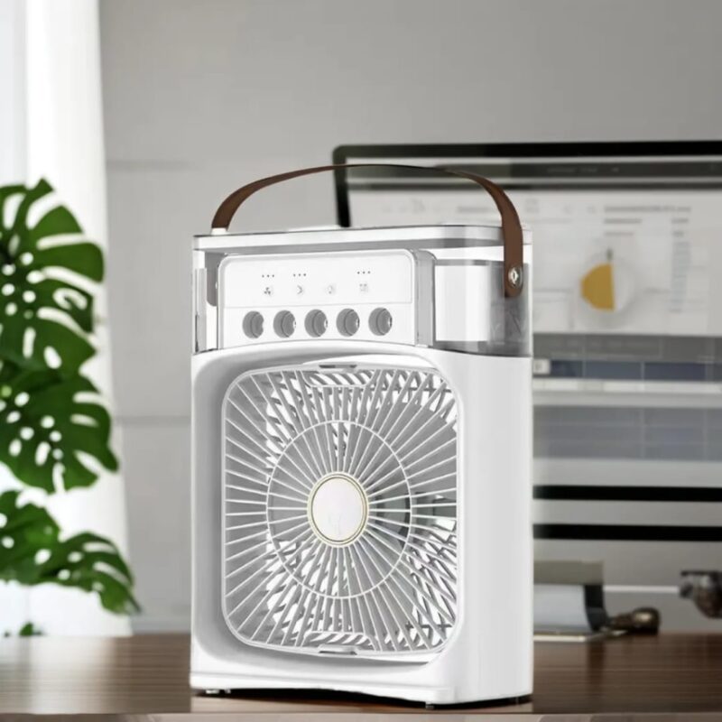 Portable USB Air Cooler Fan with Humidifier, LED Light & Adjustable Speed – Personal Mini AC for Home & Travel - Image 2