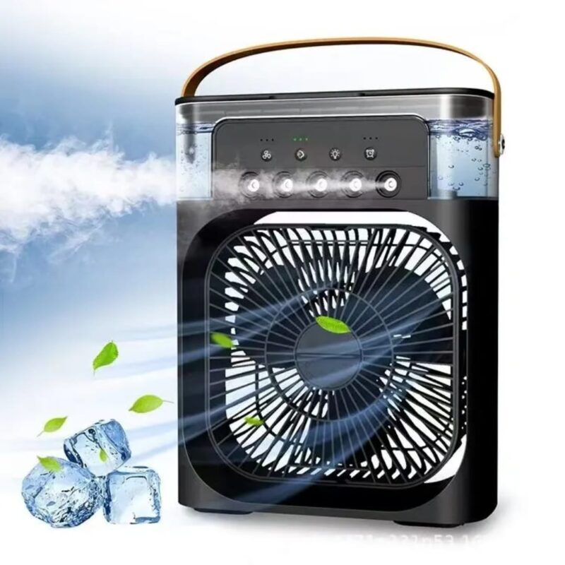 Portable USB Air Cooler Fan with Humidifier, LED Light & Adjustable Speed – Personal Mini AC for Home & Travel