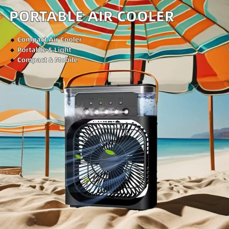 Portable USB Air Cooler Fan with Humidifier, LED Light & Adjustable Speed – Personal Mini AC for Home & Travel - Image 6
