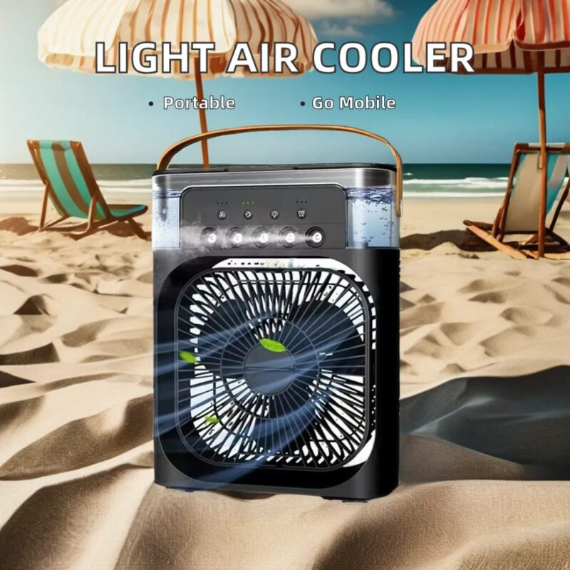 Portable USB Air Cooler Fan with Humidifier, LED Light & Adjustable Speed – Personal Mini AC for Home & Travel - Image 5
