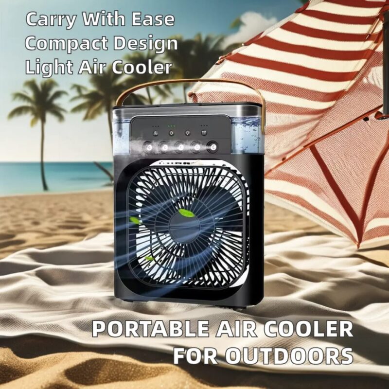 Portable USB Air Cooler Fan with Humidifier, LED Light & Adjustable Speed – Personal Mini AC for Home & Travel - Image 3